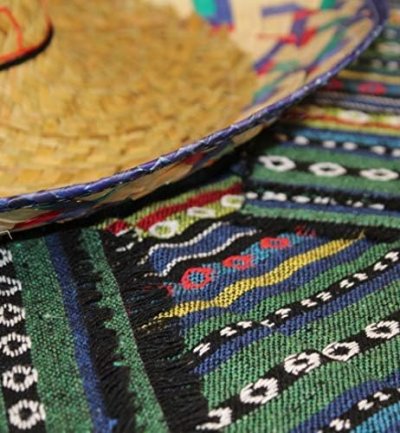Kostüm Set Poncho und Sombrero 2-tlg. Hut Mexikaner und Poncho El Taco bunt gestreift in Einheitsgröße