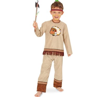 Kinderkostüm Indianer Anoki 2-teilig Oberteil und Hose mit Stirnband Wilder Westen Ureinwohner Amerika Gr 104 - 128