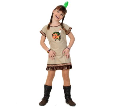 Kinderkostüm Indianerin Lani Kleid mit Stirnband Wilder Westen Ureinwohner Amerika Gr 104 - 128