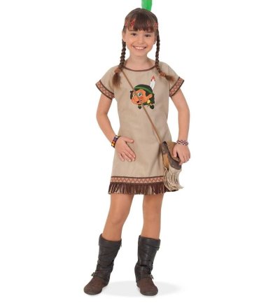 Kinderkostüm Indianerin Lani Kleid mit Stirnband Wilder Westen Ureinwohner Amerika Gr 104 - 128