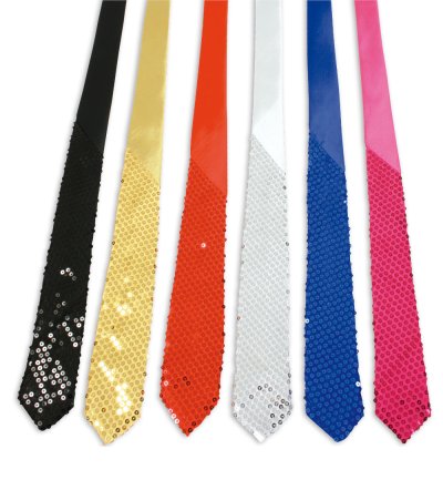 Paillettenkrawatte edel in verschiedenen Farben zum Binden Länge ca. 142 cm mit Bügel Karneval Party Silvester Accessoire