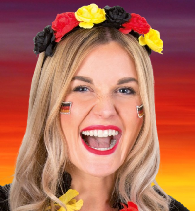 Haarschmuck Blumiger Haarreif Fan Schwarz-Rot-Gold Einheitsgröße für Sportbegeisterte beim Stadionbesuch Accessoire