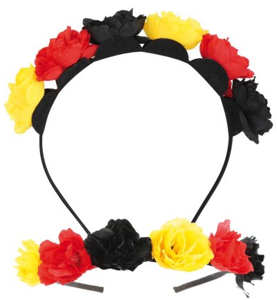 Haarschmuck Blumiger Haarreif Fan Schwarz-Rot-Gold Einheitsgröße für Sportbegeisterte beim Stadionbesuch Accessoire