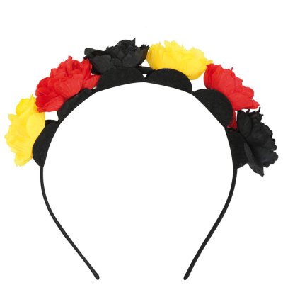 Haarschmuck Blumiger Haarreif Fan Schwarz-Rot-Gold Einheitsgröße für Sportbegeisterte beim Stadionbesuch Accessoire