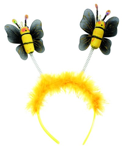 Haarreif mit Bienen, Wackelbienchen, Federn, Mottoparty