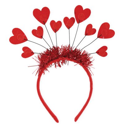 Haarreif mit Glitzer Herzen Lametta Karneval Valentinstag Amor Accsessoire Party Fotorequisite
