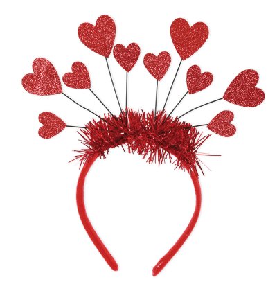 Haarreif mit Glitzer Herzen Lametta Karneval Valentinstag Amor Accsessoire Party Fotorequisite