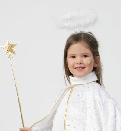 Haarreif Heiligenschein in 2 Verschiedenen Farben mit Federn Halloween Karneval Accessoire (weiß)