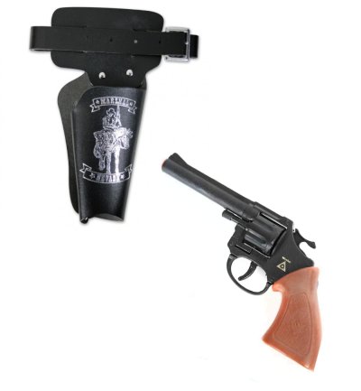 Zubehör Set für Cowboys Pistole u. Holster mit Cowboydesign für Kinder