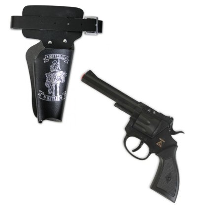 Zubehör Set für Cowboys Pistole u. Holster mit Cowboydesign für Kinder