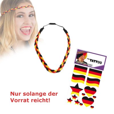 Deutschland Fan-Haarband mit Gratis-Tattoos für EM, WM und Public Viewing