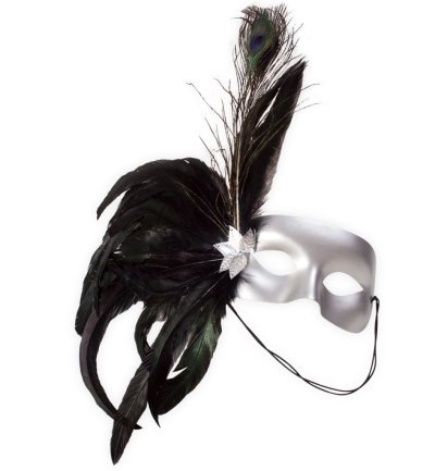 Federdomino, sortierte Motive, Maske, Karneval, Mottoparty, Accessoire