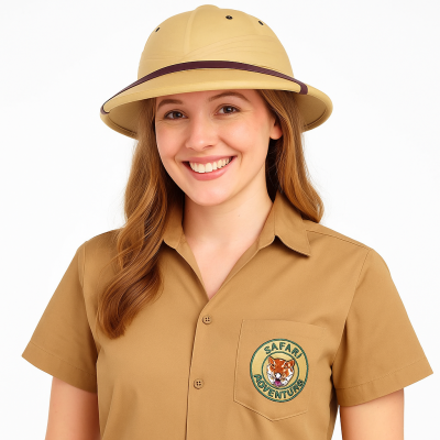 Dschungel Safari Hemd & Tropenhelm, Zweiteiliges Entdecker Outfit für Erwachsene