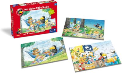 Der kleine Rabe Socke Kinderpuzzle, 3 Puzzles á 49 Teile