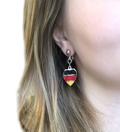 Ohrclips "FAN" Herz, Fanartikel, WM / EM, Deutschland