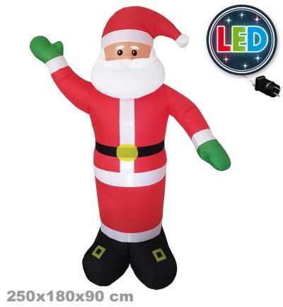 XXL Aufblasbarer Weihnachtsmann mit LED – 250 cm groß – Außen- & Innendeko Dekofigur Weihnachten