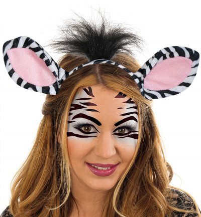 Zebra-Set, 2-TLG. Haarreif mit Ohren und Schwanz, Tierkostüm, Animal