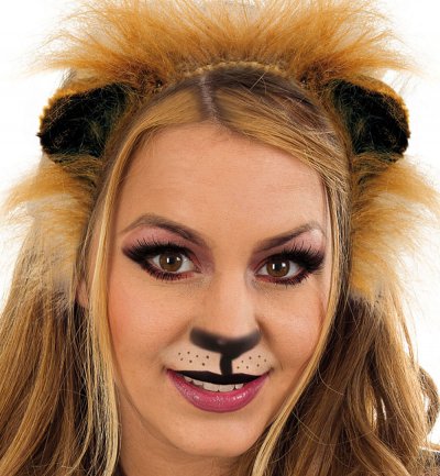 Löwen-Set, 2-TLG. Haarreif mit Ohren und Schwanz, Tierkostüm, Animal, Karneval, Fasching, Mottoparty