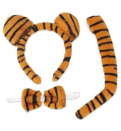 Tigerset Plüsch  3 Teile Schwanz, Schleife, Haarreif mit Ohren Kostüm Accessoire