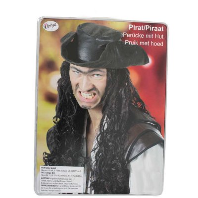 Piratenperücke mit Hut, für Erwachsene, Pirat, Seeräuber