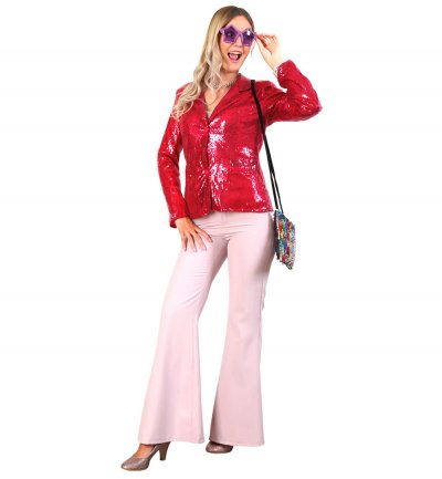 Blazer rot Glitzer Jackett mit Pailletten