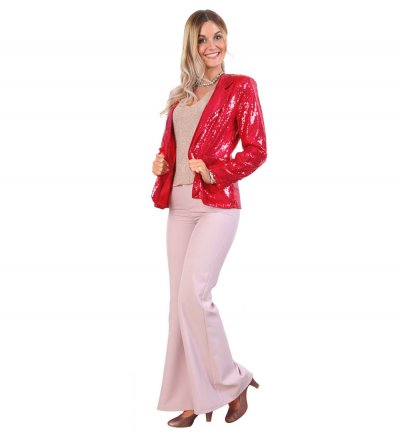 roter Blazer mit Pailletten