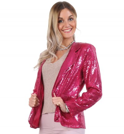 Jackett Blazer pink Pailletten Stoff