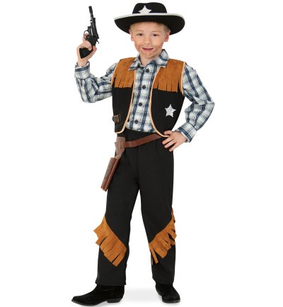 Kostüm Set Kinder Sheriff 5tlg. Weste Hose Hut Coltgürtel Pistole