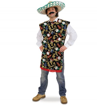 Mexikanerset, 2-tlg., Überwurf und Sombrero, Kostümparty, Mottoparty, Fasching, Karneval, Gr. XL