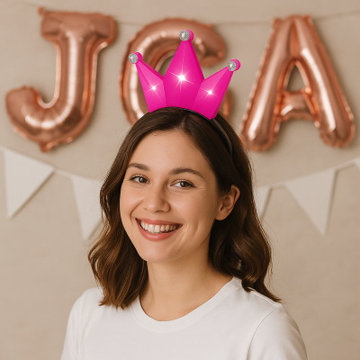 Krone blinkend Haarreif – LED Diadem für JGA, Karneval & Party – Leuchtendes Krönchen in Pink & Rot – Zubehör für Frauen