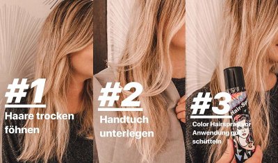 2 in 1 Hair-Spray Color + Glitter, bunte Farben, Haarschmuck