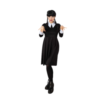 Damenkostüm "Horror Wendy " knielanges Kleid schwarz weiß