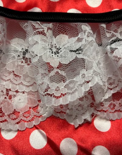 Kinder-Kostüm "Mausi" Kleid und Gürtel schwarz rot weiße Punkte Mäuschen