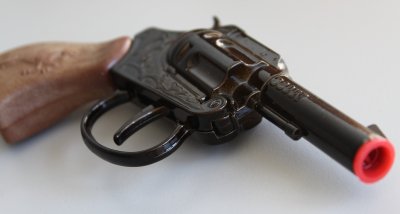 Spielzeugrevolver Sheriff Revolver Spielzeugpistole 100 Schuss, Zündplättchen Colt mit Kurzlauf, Cowboy, Ranger, Wilder Westen