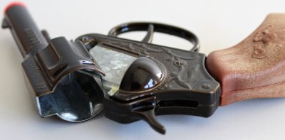 Spielzeugrevolver Sheriff Revolver Spielzeugpistole 100 Schuss, Zündplättchen Colt mit Kurzlauf, Cowboy, Ranger, Wilder Westen