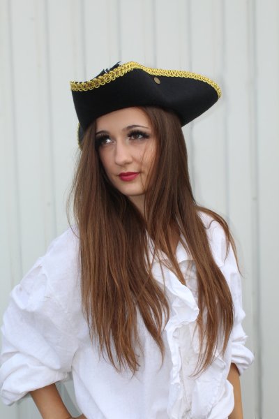 Hut Edel-Pirat, Gr. 58 cm, Halloween, Karneval, Mottoparty, Piratenaccessoire