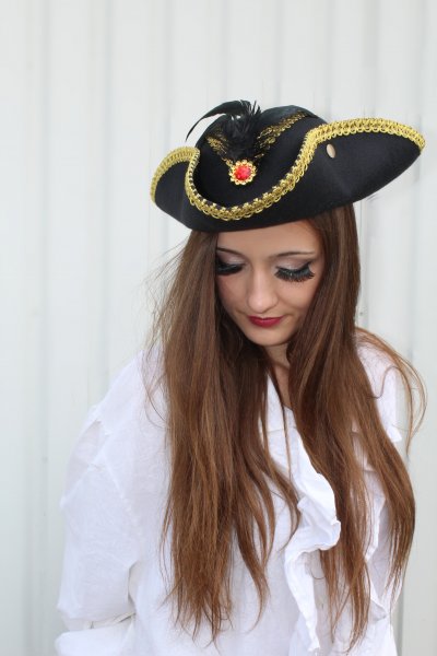 Hut Edel-Pirat, Gr. 58 cm, Halloween, Karneval, Mottoparty, Piratenaccessoire