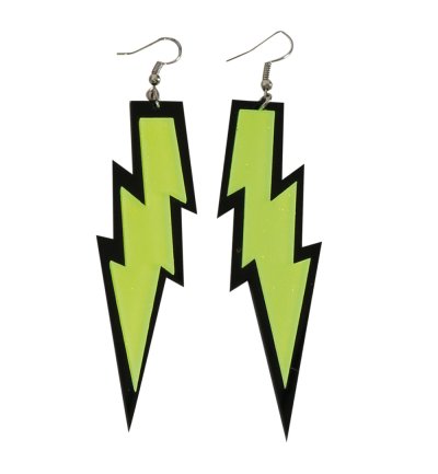 80er-Jahre-Kostüm-Zubehör-Set 6 tlg. Neon Rock Handschuhe, Ohrringe Haarreif Schleife Retro Style Bad Taste Accessoire