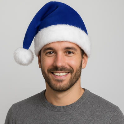 Mütze "Nikolaus" Plüsch blau Weihnachtsmütze Kopfbedeckung