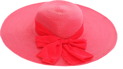 Damenhut, schicker Sommerhut mit breiter Krempe und roter Schleife