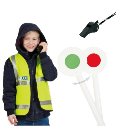 Spiel-Weste Polizei für Kinder Neon Verkehrspolizei Kontrolleur mit oder ohne Zubehör Ordnungshüter Warnweste