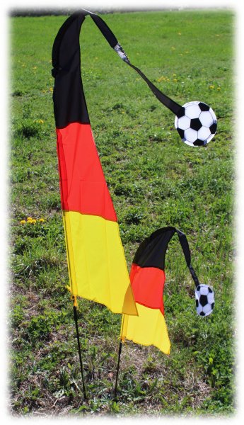 Fan-Set Windfahne 2 Stück, Gartendekoration, Partydekoration, Windspiel Deutschland-Flagge