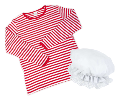 Kostüm - Set Schlafmütze, 2-TLG. Ringel-Shirt aus Baumwolle und Schlafhaube, rot/weiß, Schlafwandler, Clown | Karneval, Pyjamaparty, Mottoparty
