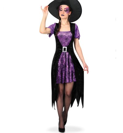 Damen-Kostüm Hexe Violetta, violett-schwarz, Witch, Zauberin, sexy Kleid, Halloween