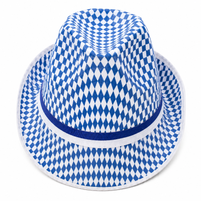 Bayern Hut mit blau-weißem Rautenmuster und blau-weißem Hutband