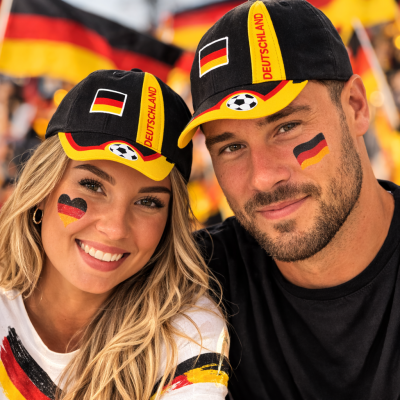 Deutschland Basecap in Schwarz-Rot-Gold mit kostenlosen Fan-Tattoos