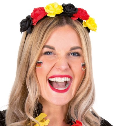 Deutschland Blumen-Haarreif in Schwarz-Rot-Gold für Fußball Fans