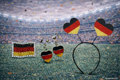 3-teiliges Deutschland Fan-Set mit Haarreif, Herz-Ohrringen und Armband