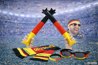 Deutschland Fan-Set mit Fanschal, Sonnenbrille, Schweißband und Klatschstangen