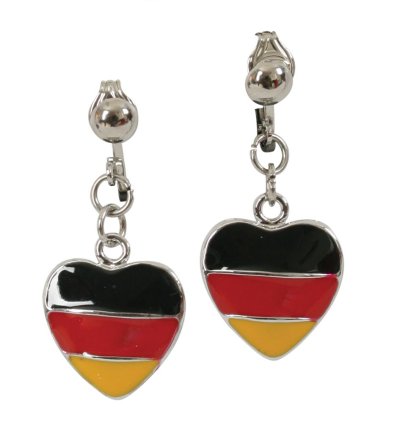 Deutschland Herz Ohrclips in Schwarz-Rot-Gold für Fußballfans